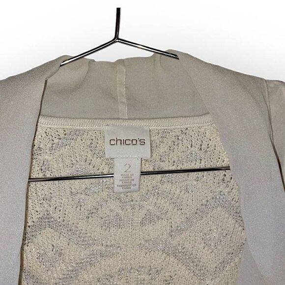 Chicos Womens‎ Sweater Sz Medium Crochet Knitted Coverup Cardigan Cottagecore - Picture 5 of 13